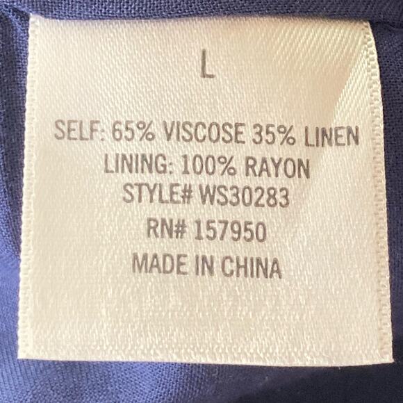 Harper Heritage Linen Blend Blue Striped Boyfriend Shorts LG Nautical Coastal - Picture 7 of 8